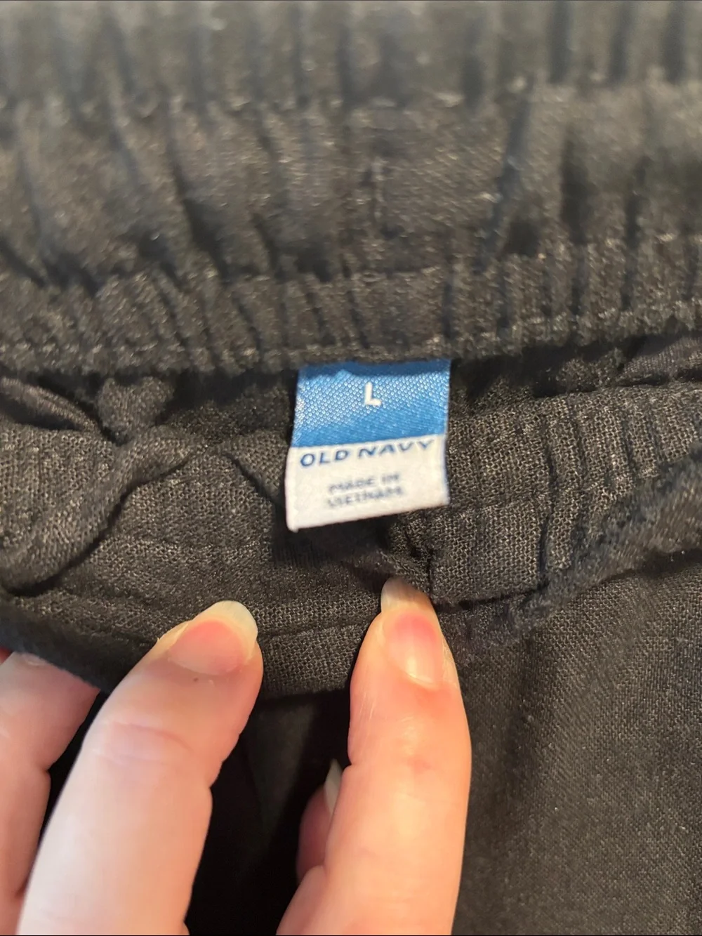 Old Navy Women’s Linen Black Elastic Waist Pants L